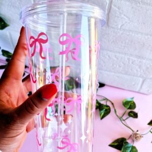 Vaso personalizados con lazos rosados