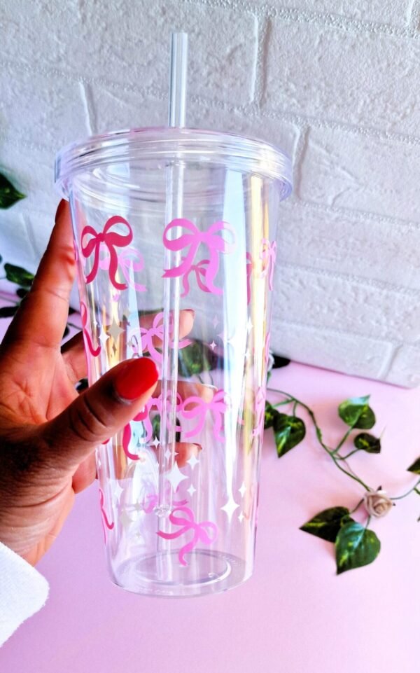 Vaso personalizados con lazos rosados